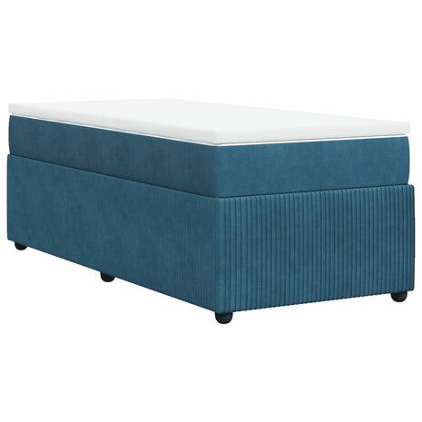 Boxspring met matras fluweel donkerblauw 100x200 cm 9