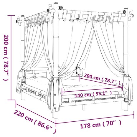 Hemelbed 140x200 cm bamboe 9