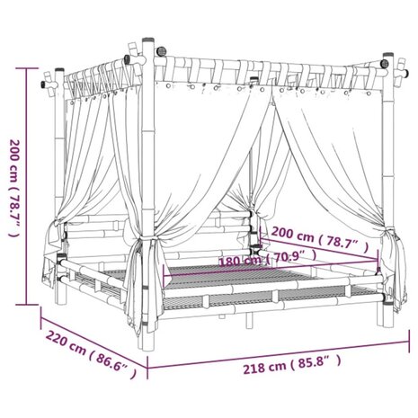 Hemelbed 180x200 cm bamboe 9