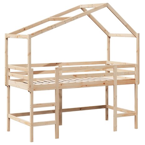 Halfhoogslaper met ladder en bedhuis grenenhout 90x200 cm 3