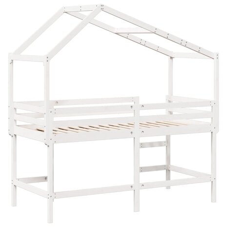 Halfhoogslaper met ladder en bedhuis grenenhout wit 90x200 cm 8