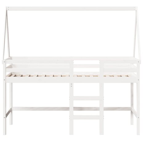 Halfhoogslaper met ladder en bedhuis grenenhout wit 80x200 cm 4