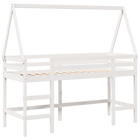 Halfhoogslaper met ladder en bedhuis grenenhout wit 80x200 cm 3