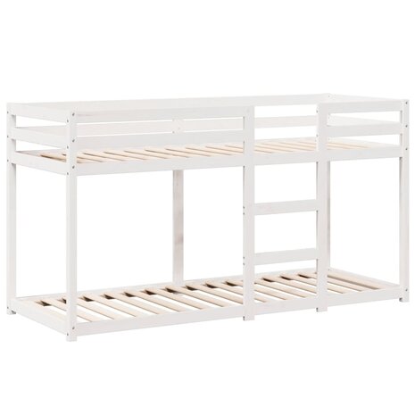 Stapelbed met bedhuis massief grenenhout wit 80x200 cm 7