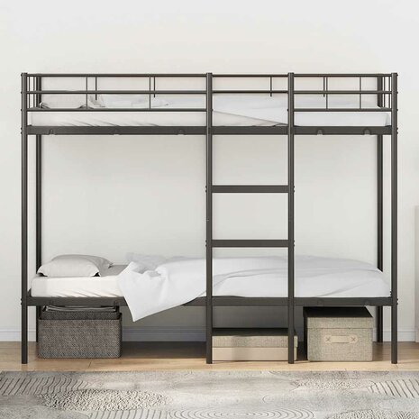 Stapelbed zonder matras 90x200 cm staal zwart 3