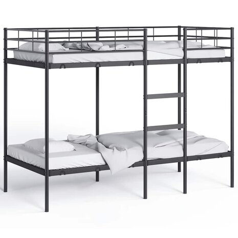 Stapelbed zonder matras 90x200 cm staal zwart 4
