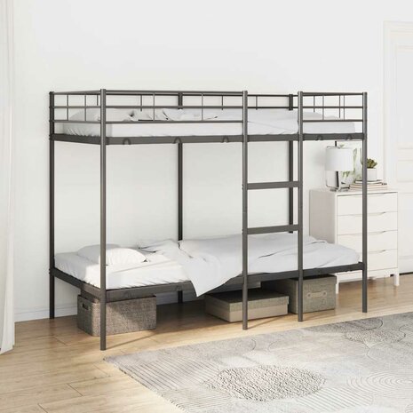 Stapelbed zonder matras 100x190 cm staal zwart 1