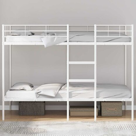 Stapelbed zonder matras 100x200 cm staal wit 3