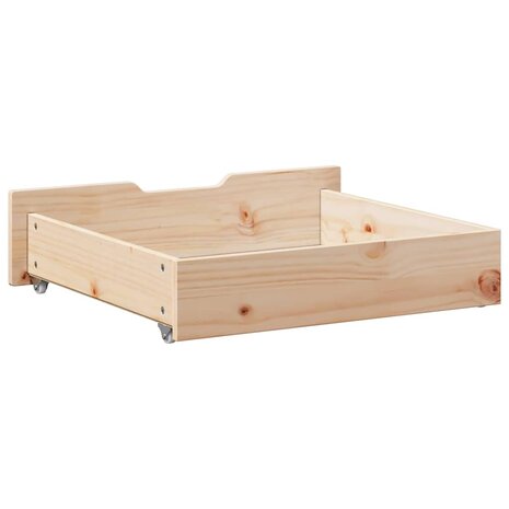 Bedlades 2 st met wieltjes 75x55x17 cm massief grenenhout 6