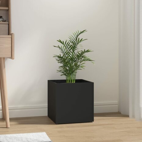 Plantenbak 40x40x40 cm bewerkt hout zwart 1
