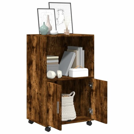 Rolkast 55x40x91 cm bewerkt hout gerookt eikenkleurig 3