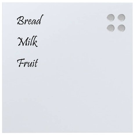 Wandmagneetbord 60x60 cm gehard glas wit 3