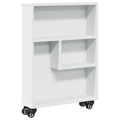 Opbergtrolley smal 48x13x68 cm bewerkt hout wit 2