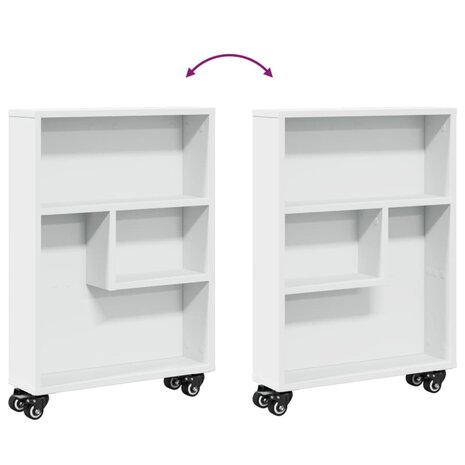 Opbergtrolley smal 48x13x68 cm bewerkt hout wit 7