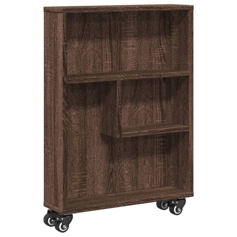 Opbergtrolley smal 48x13x68 cm bewerkt hout bruin eikenkleurig 2