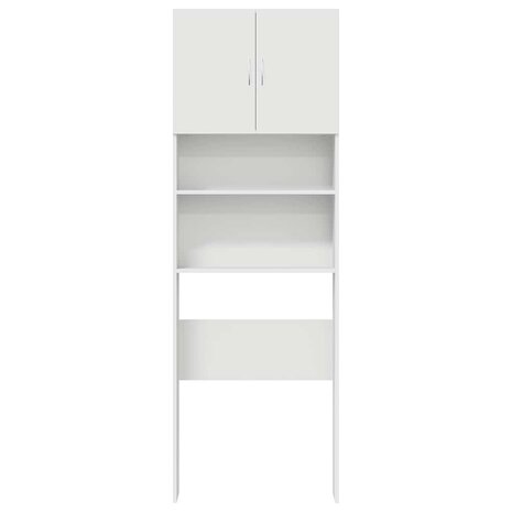 Wasmachinekast 64x24x190 cm bewerkt hout wit 5