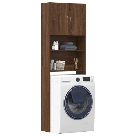 Wasmachinekast 64x24x190 cm bewerkt hout bruin eikenkleurig 1