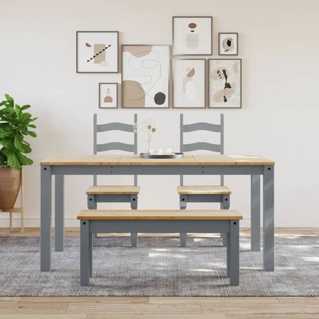 Eetkamerbank Panama 105x30x45 cm massief grenenhout grijs 3