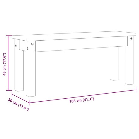 Eetkamerbank Panama 105x30x45 cm massief grenenhout grijs 8