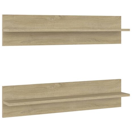 Wandschappen 2 st 80x11,5x18cm bewerkt hout sonoma eikenkleurig 2