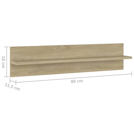 Wandschappen 2 st 80x11,5x18cm bewerkt hout sonoma eikenkleurig 9