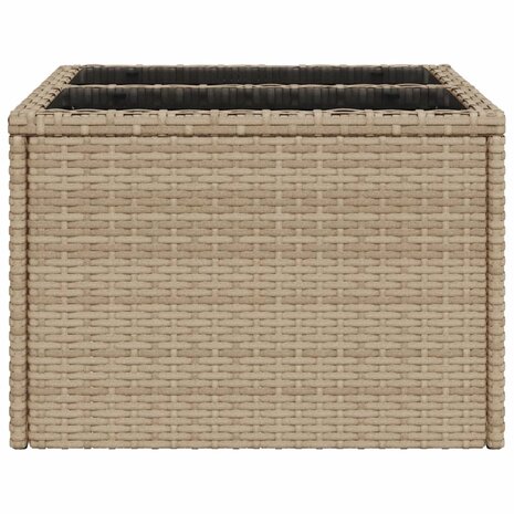 Tuintafel met glazen blad 55x55x37 cm poly rattan beige 5