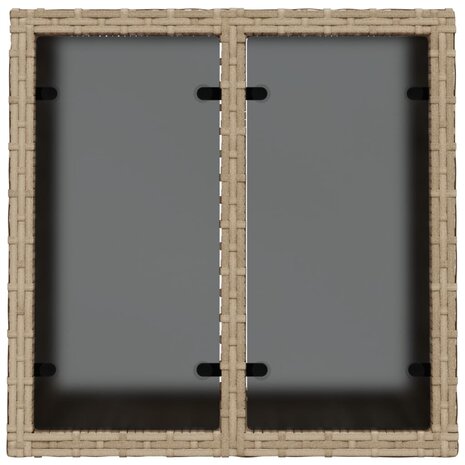Tuintafel met glazen blad 55x55x37 cm poly rattan beige 7