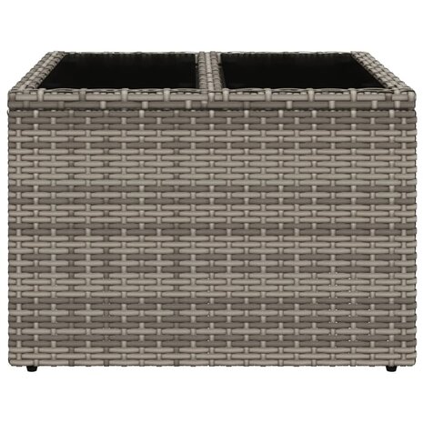 Tuintafel met glazen blad 55x55x37 cm poly rattan grijs 4
