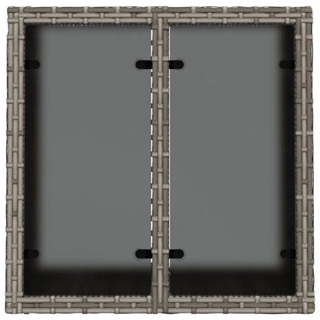 Tuintafel met glazen blad 55x55x37 cm poly rattan grijs 7