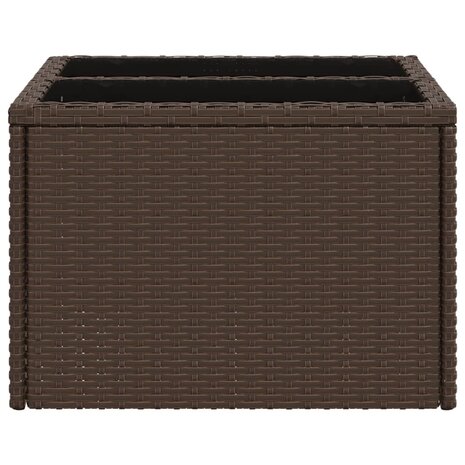 Tuintafel met glazen blad 55x55x37 cm poly rattan bruin 5