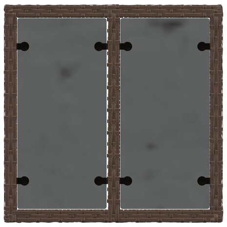 Tuintafel met glazen blad 55x55x37 cm poly rattan bruin 7