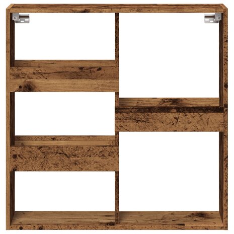 Wandkast 80x15x80 cm bewerkt hout oud houtkleurig 4