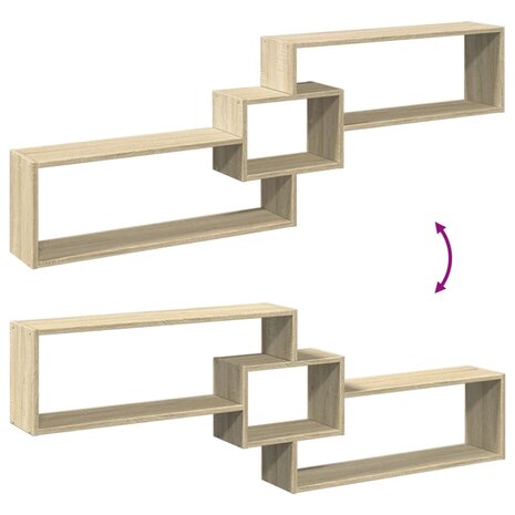 Wandkast 158x18x53 cm bewerkt hout sonoma eikenkleurig 7