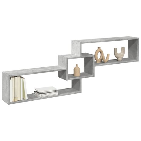 Wandkast 158x18x53 cm bewerkt hout betongrijs 1