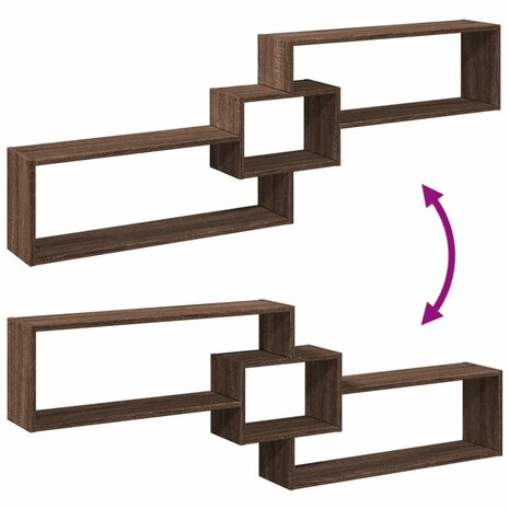 Wandkast 158x18x53 cm bewerkt hout bruin eikenkleur 7