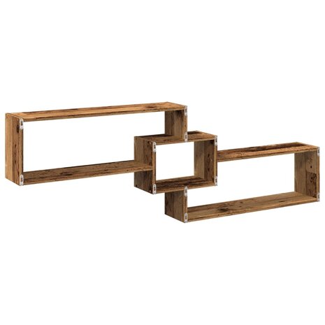 Wandkast 158x18x53 cm bewerkt hout oud houtkleurig 6