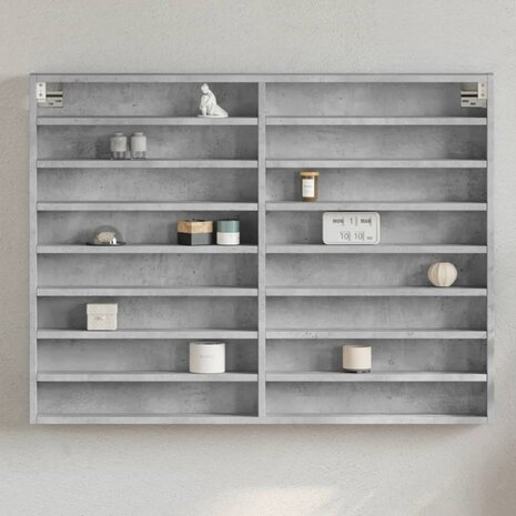 Vitrinekast 100x8,5x75 cm bewerkt hout betongrijs 1