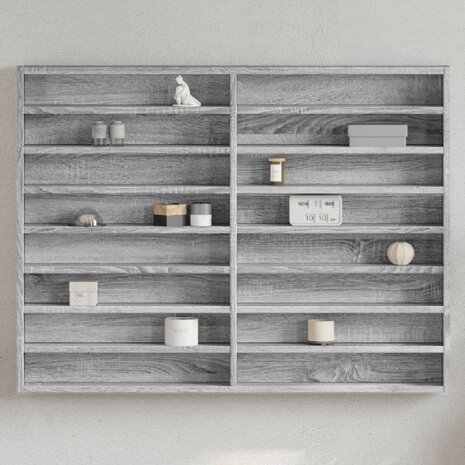 Vitrinekast 100x8,5x75 cm bewerkt hout grijs sonoma eikenkleur 1