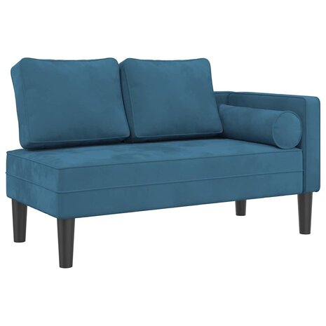 Chaise longue met kussens fluweel blauw 2