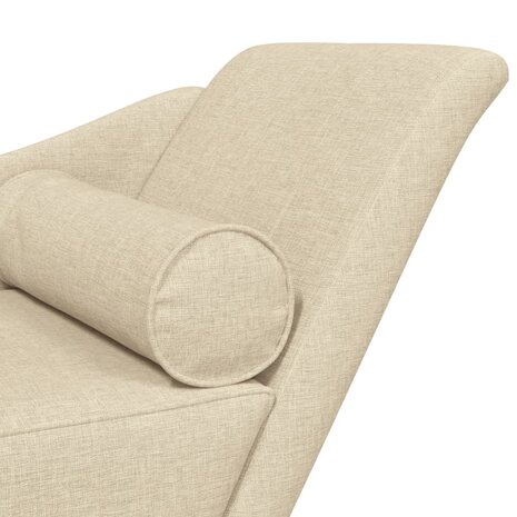 Chaise longue met kussens stof crèmekleurig 6