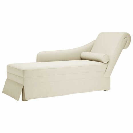 Chaise longue met bolster en rechterarmleuning fluweel crème 1
