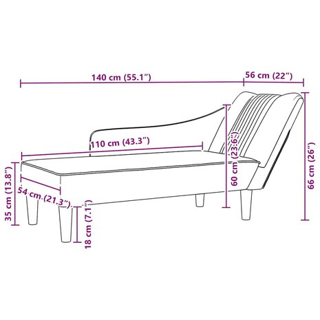 Chaise longue met rechterarmleuning stof wolk grijs 9