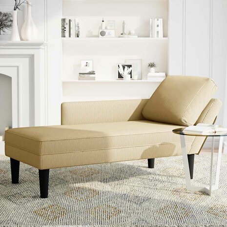 Chaise longue met kussen corduroy stof lichtgroen grijs 3