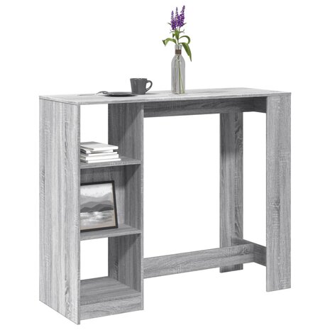 Bartafel met schap 124x46x103,5 cm bewerkt hout grijs sonoma 1