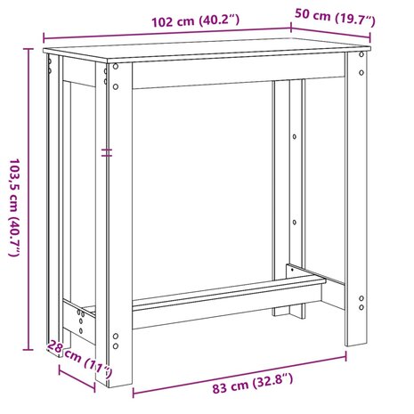 Bartafel 102x50x103,5 cm bewerkt hout bruin eikenkleurig 9