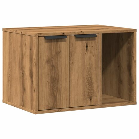 Kattenbakkast 60x40x40 cm bewerkt hout artisanaal eikenkleurig 2