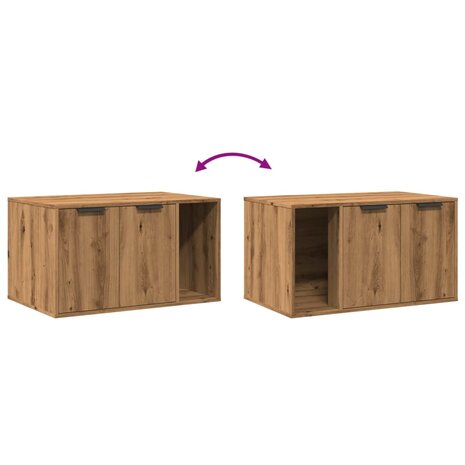 Kattenbakkast 80x50x45 cm bewerkt hout artisanaal eikenkleurig 8
