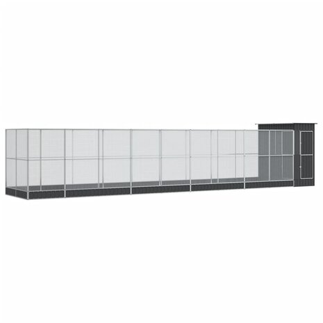Volière met verlengstuk 1037x203x216 cm staal zilverkleurig 2