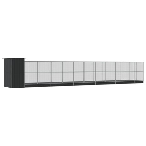 Volière met verlengstuk 1244x203x216 cm staal zilverkleurig 5