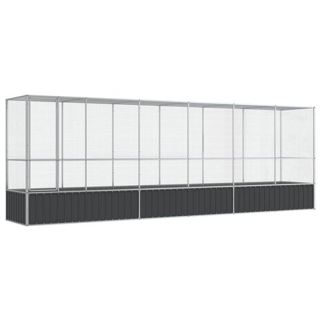 Volière met verlengstuk 626,5x107x212 m staal zilverkleurig 2